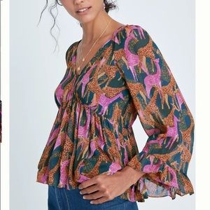 COPY - Farm Rio Jirafas Ruffled Blouse
